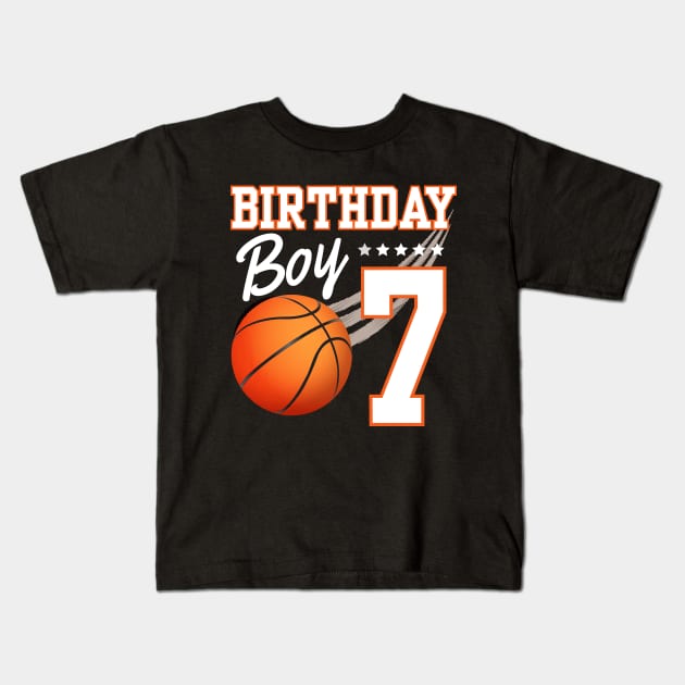 Basketball 7th Birthday Kids 10 Years Old Boys Girls Kids T-Shirt by IYearDesign